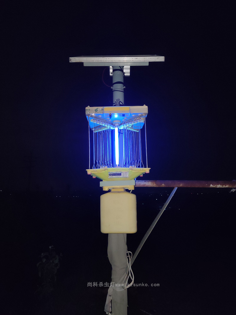 太陽(yáng)能殺蟲(chóng)燈在果園用了3年照樣工作